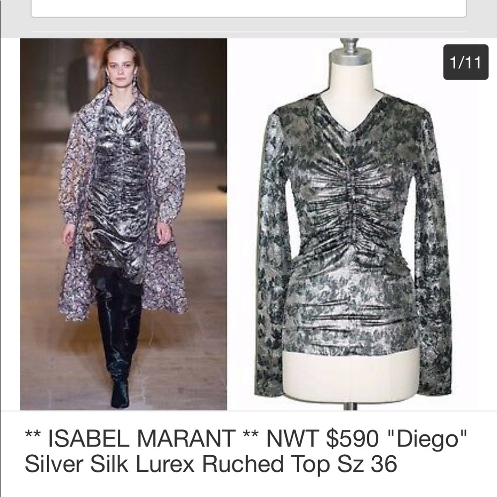 Isabel Marant Diego silver silk top